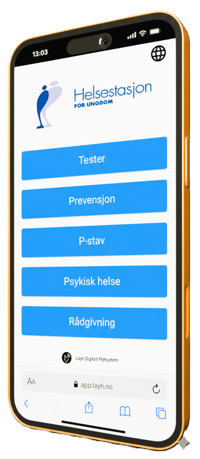 Layn på mobil med køer for Helsestasjon for ungdom